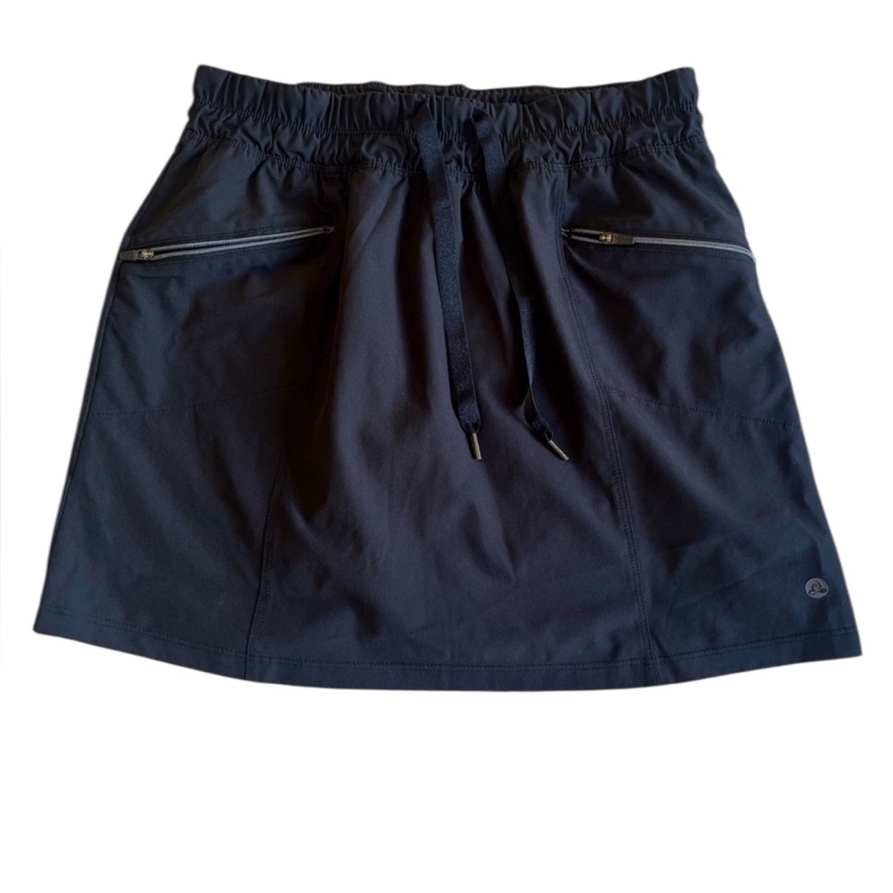 Apana Black Active Skort‎ Front Zipper Pockets & Drawstring Sz Small